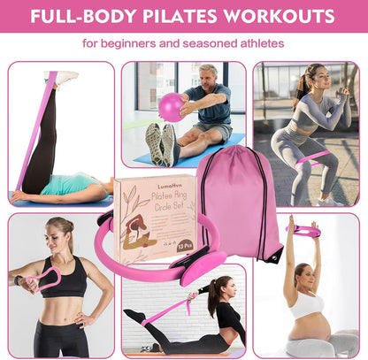 13 PCS Pilates Essentials Kit for Women,Pilates Ring and Yoga Ball & Accessories, with Resistance Bands for Home Workouts,Pilates,Yoga