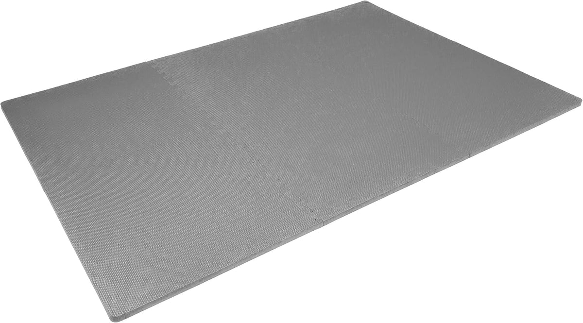 Weaved Pattern Extra Thick Exercise Puzzle Mat ¾-inch, EVA Foam Interlocking Tiles for Protective, Cushioned Flooring for Home and Gym Equipment; Grey, 24 SQ FT, 6 Tiles