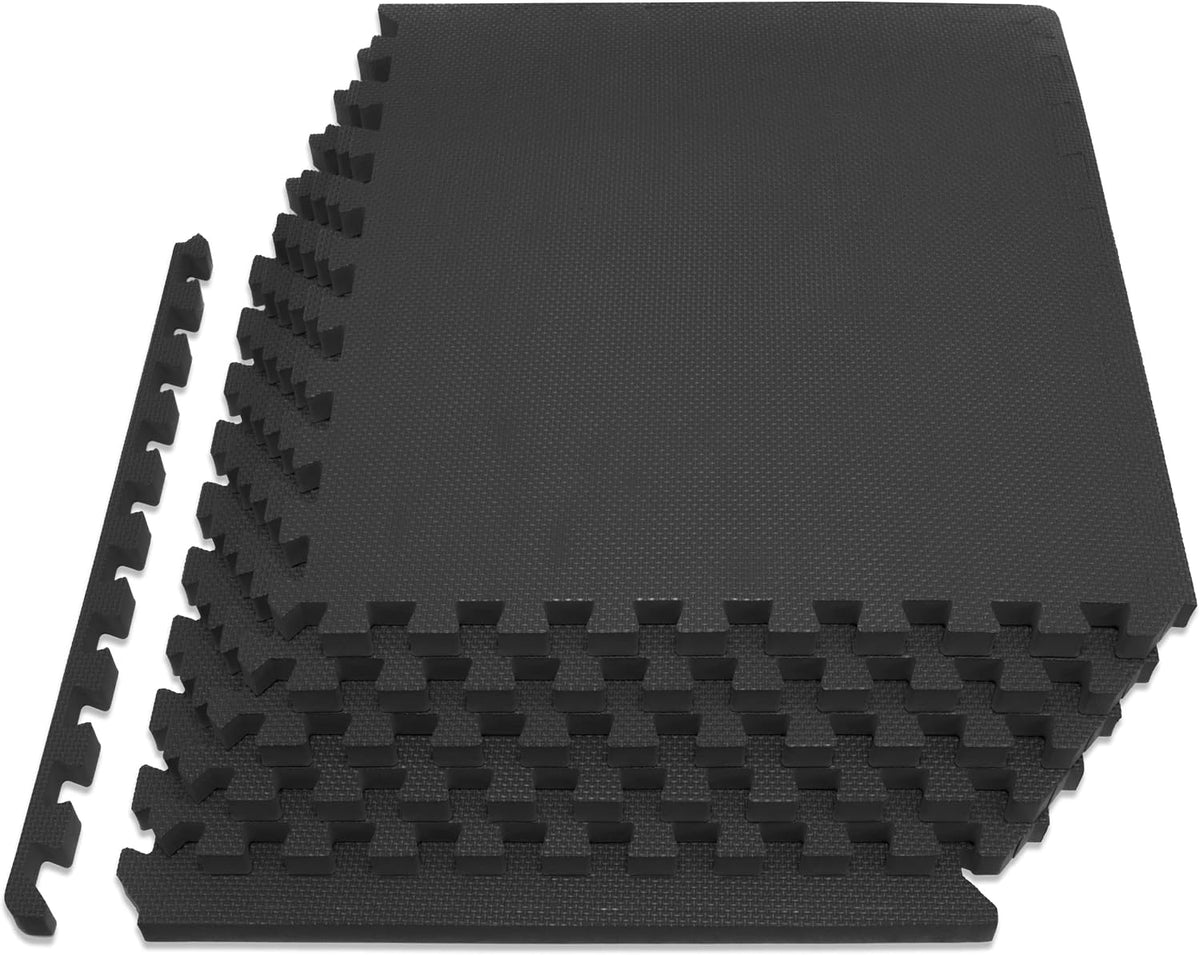 Weaved Pattern Extra Thick Exercise Puzzle Mat ¾-inch, EVA Foam Interlocking Tiles for Protective, Cushioned Flooring for Home and Gym Equipment; Grey, 24 SQ FT, 6 Tiles