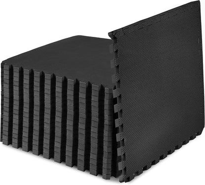 Weaved Pattern Extra Thick Exercise Puzzle Mat ¾-inch, EVA Foam Interlocking Tiles for Protective, Cushioned Flooring for Home and Gym Equipment; Grey, 24 SQ FT, 6 Tiles
