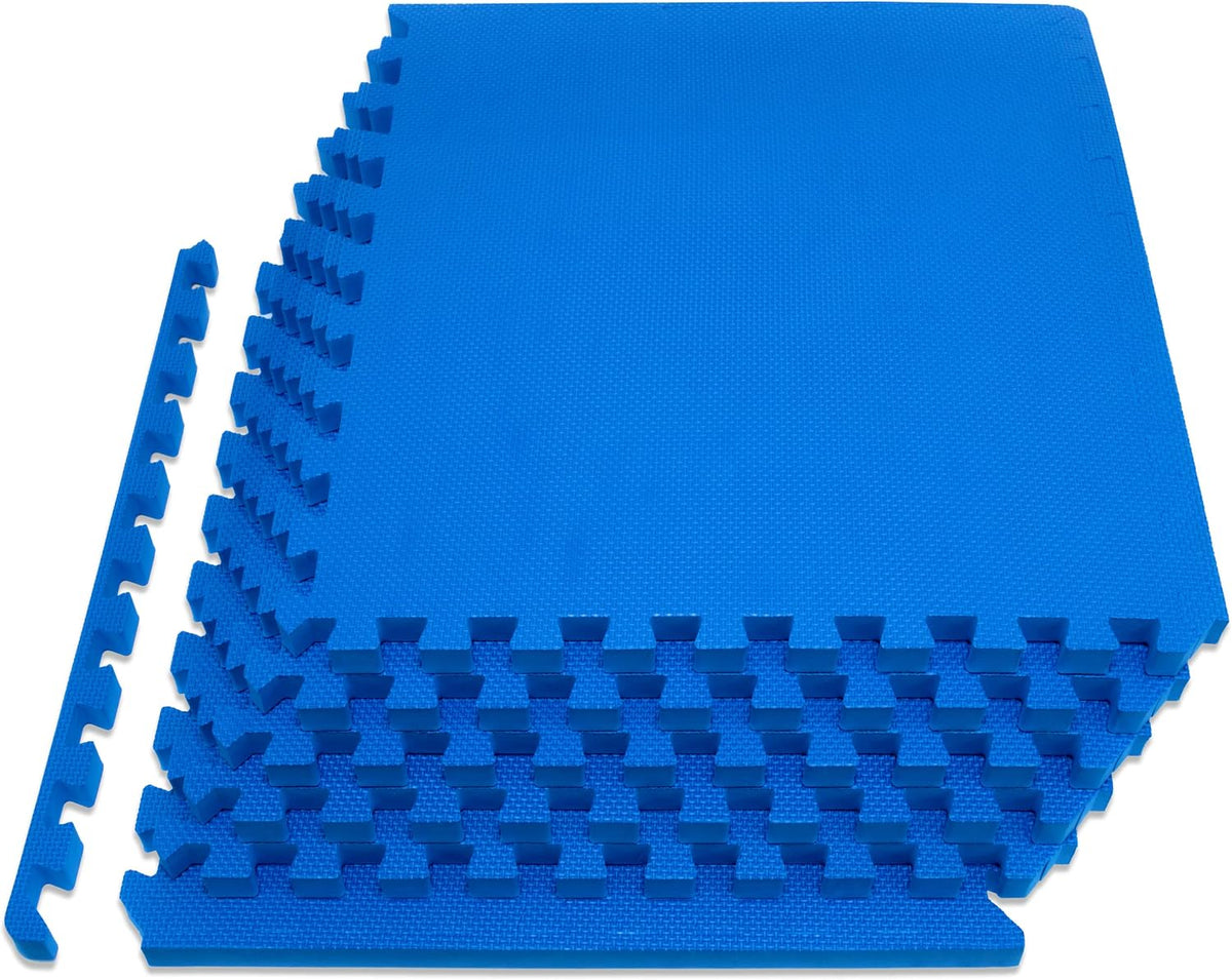Weaved Pattern Extra Thick Exercise Puzzle Mat ¾-inch, EVA Foam Interlocking Tiles for Protective, Cushioned Flooring for Home and Gym Equipment; Grey, 24 SQ FT, 6 Tiles
