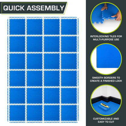 Weaved Pattern Extra Thick Exercise Puzzle Mat ¾-inch, EVA Foam Interlocking Tiles for Protective, Cushioned Flooring for Home and Gym Equipment; Grey, 24 SQ FT, 6 Tiles