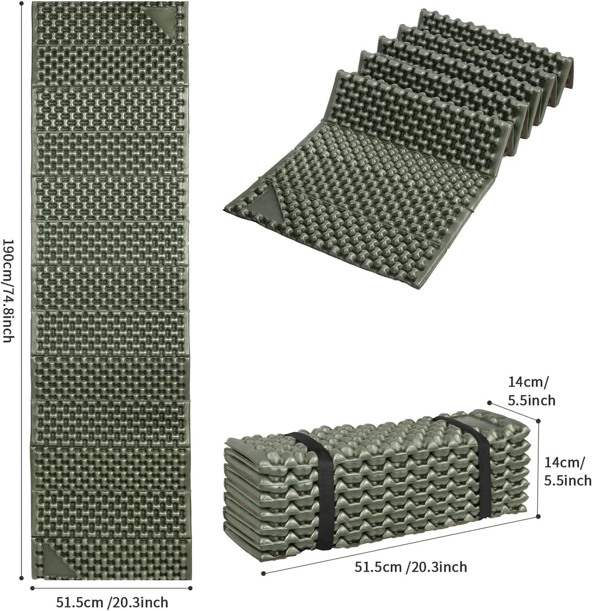 Foam Camping Pads for Hiking, Ultralight Closed Cell Mattress, Waterproof Soft Mat for Adults, Wide Picnic Yoga Mats, Folding Sleeping Pad for Outdoor Backpacking