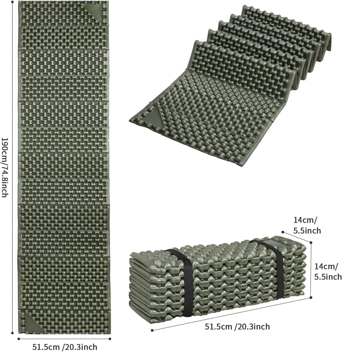 Foam Camping Pads for Hiking, Ultralight Closed Cell Mattress, Waterproof Soft Mat for Adults, Wide Picnic Yoga Mats, Folding Sleeping Pad for Outdoor Backpacking