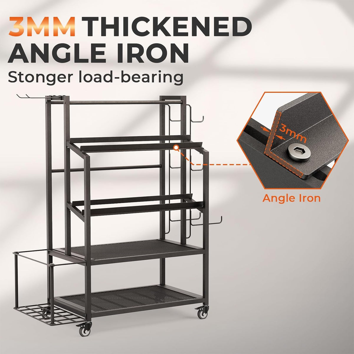 Dumbbell Rack with Wheels, Adjustable Heavy Duty Weight Stand for Dumbbells Kettlebells, Multi-Purpose Home Gym Storage Organizer for Yoga Mat Foam Roller, Workout Equipment Storage Rack