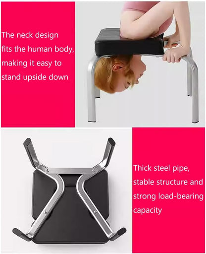Yoga Headstand Stool,Yoga Bench,Yoga Inversion Chair with PU Leather and Steel Pipe,Multifunctional Fitness Yoga Inverted Stool,Yoga Inversion Chair,Black