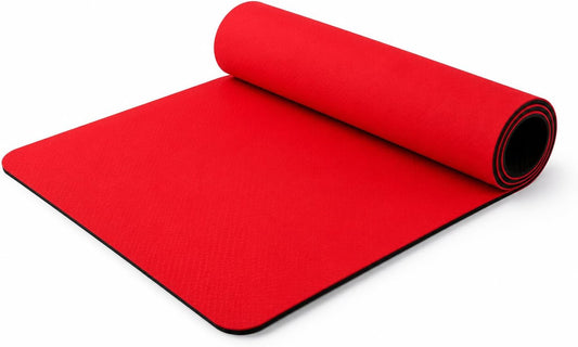 MANTRA 6mm Non-Slip Yoga Mat, 72 x 24 Inch Dual-Layer TPE Exercise Mat for Yoga, Pilates & Home Workouts, Red