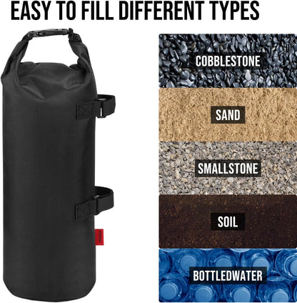 Heavy Duty Sand Bags for Canopy Legs (Set of 4) – 1680D Waterproof Oxford Fabric with Upgraded Hook & Loop Straps – Ideal Weights for Tent, Gazebo, Bounce House