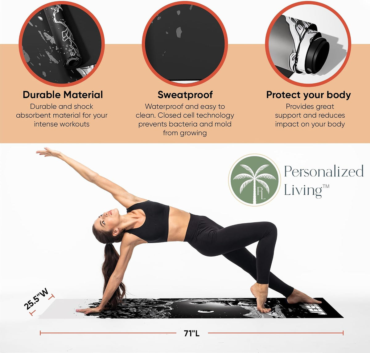 Yoga Mat, Personalized Non-Slip Natural Rubber Mat 4mm