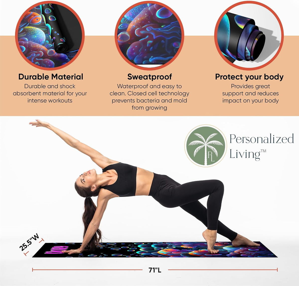 Yoga Mat, Personalized Non-Slip Natural Rubber Mat 4mm