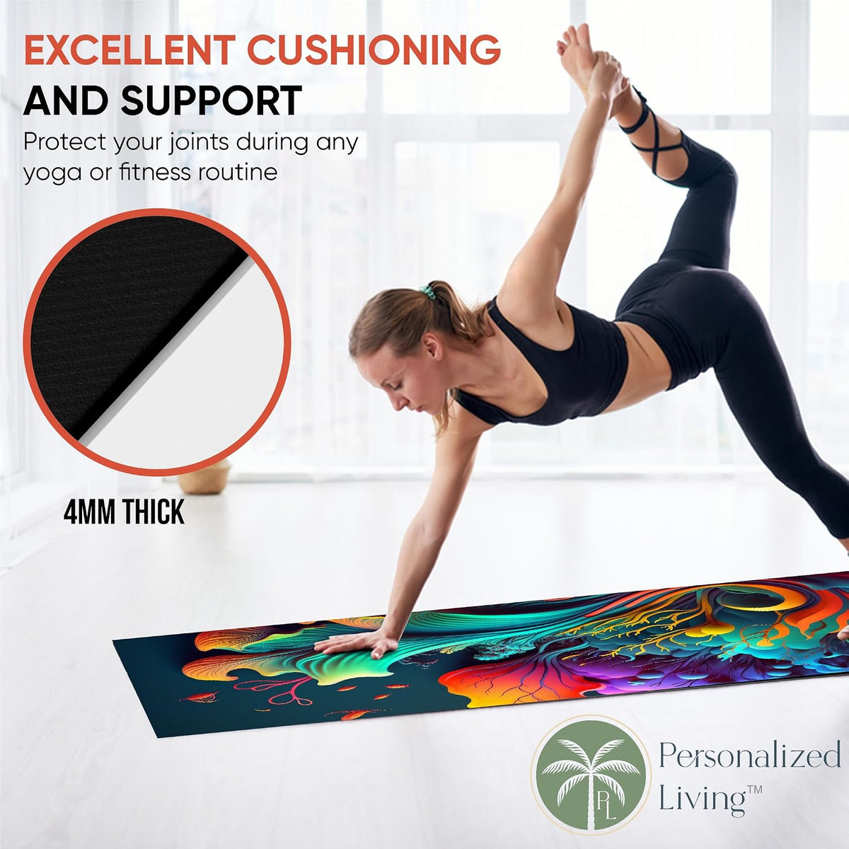 Yoga Mat, Personalized Non-Slip Natural Rubber Mat 4mm