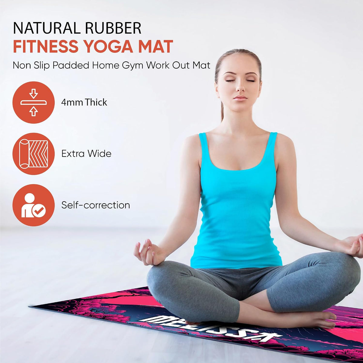 Yoga Mat, Personalized Non-Slip Natural Rubber Mat 4mm