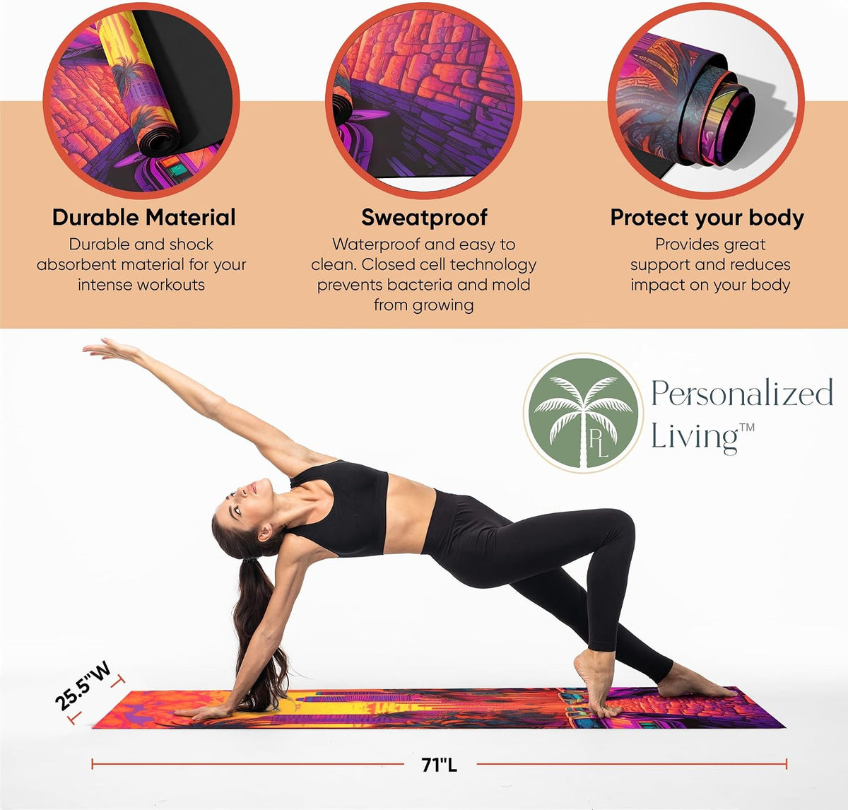Yoga Mat, Personalized Non-Slip Natural Rubber Mat 4mm