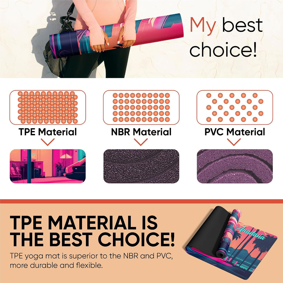 Yoga Mat, Personalized Non-Slip Natural Rubber Mat 4mm