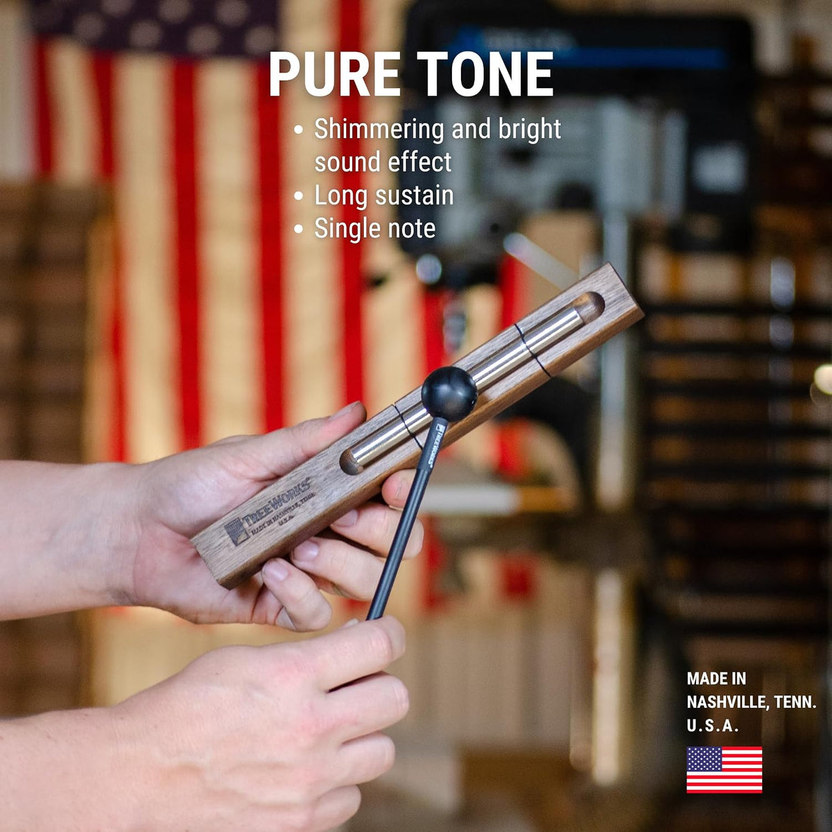 Chimes Energy Chime, Single Note –– MADE IN U.S.A. –– For Meditation, Classrooms, Sound Healing or Yoga, Includes Mallet