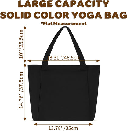 Yoga Mat Carrier, Gym Bag With Yoga Mat Holder, Women Canvas Tote With Shoulder Strap For Pilates, Travel, Office, Sports, Workout And Beach – Inner Zippered Pocket, Fits Standard And Small Mats