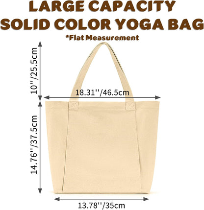 Yoga Mat Carrier, Gym Bag With Yoga Mat Holder, Women Canvas Tote With Shoulder Strap For Pilates, Travel, Office, Sports, Workout And Beach – Inner Zippered Pocket, Fits Standard And Small Mats