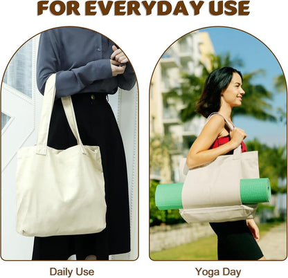 Yoga Mat Carrier, Gym Bag With Yoga Mat Holder, Women Canvas Tote With Shoulder Strap For Pilates, Travel, Office, Sports, Workout And Beach – Inner Zippered Pocket, Fits Standard And Small Mats