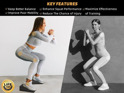 Yoga Foam Wedge Blocks (Pair), Calf Raise Block, Calf Stretcher, Yoga Wrist Support, Balance, Pushup, Fitness, Pilates, Heel Stretcher, Squat Wedge with Gym Bag