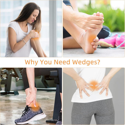 Yoga Foam Wedge Blocks (Pair), Calf Raise Block, Calf Stretcher, Yoga Wrist Support, Balance, Pushup, Fitness, Pilates, Heel Stretcher, Squat Wedge with Gym Bag