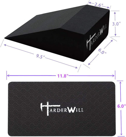 Yoga Foam Wedge Blocks (Pair), Calf Raise Block, Calf Stretcher, Yoga Wrist Support, Balance, Pushup, Fitness, Pilates, Heel Stretcher, Squat Wedge with Gym Bag