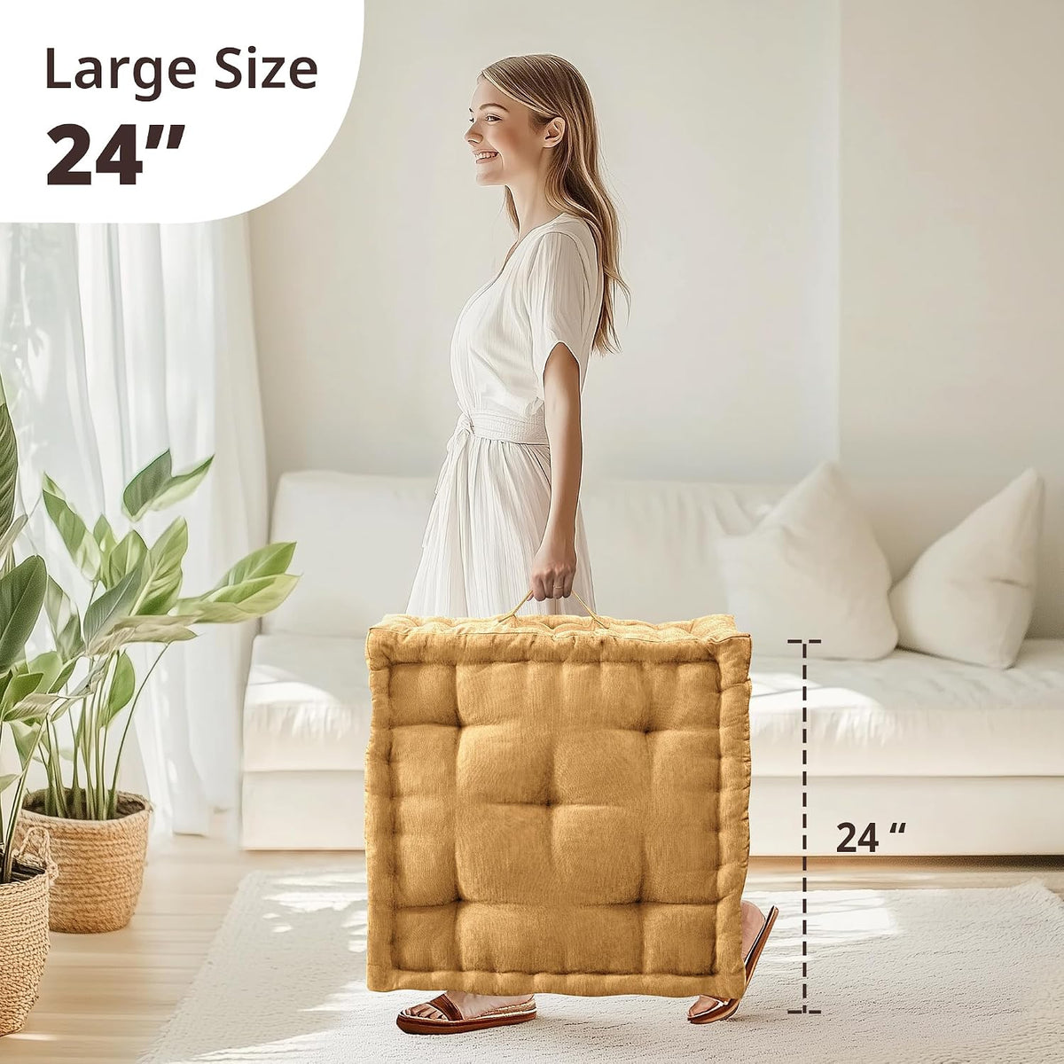 Intelligent Design Floor Pillow, Cushion for Meditation, 24x24 Yellow