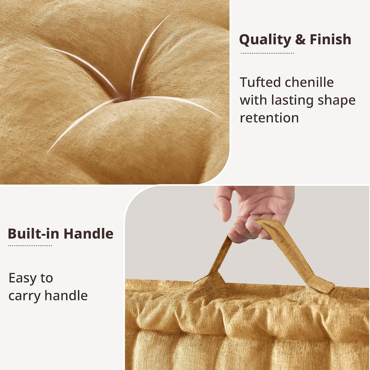 Intelligent Design Floor Pillow, Cushion for Meditation, 24x24 Yellow