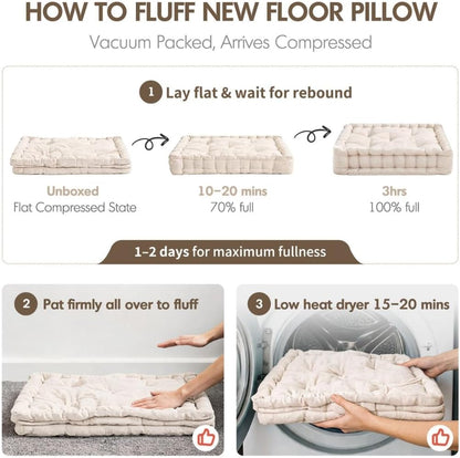 Intelligent Design Floor Pillow, Cushion for Meditation, 24x24 Yellow