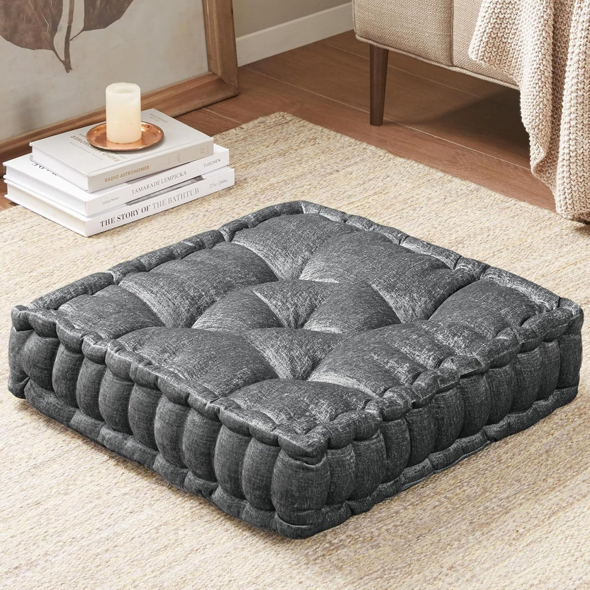 Intelligent Design Floor Pillow, Cushion for Meditation, 24x24 Yellow