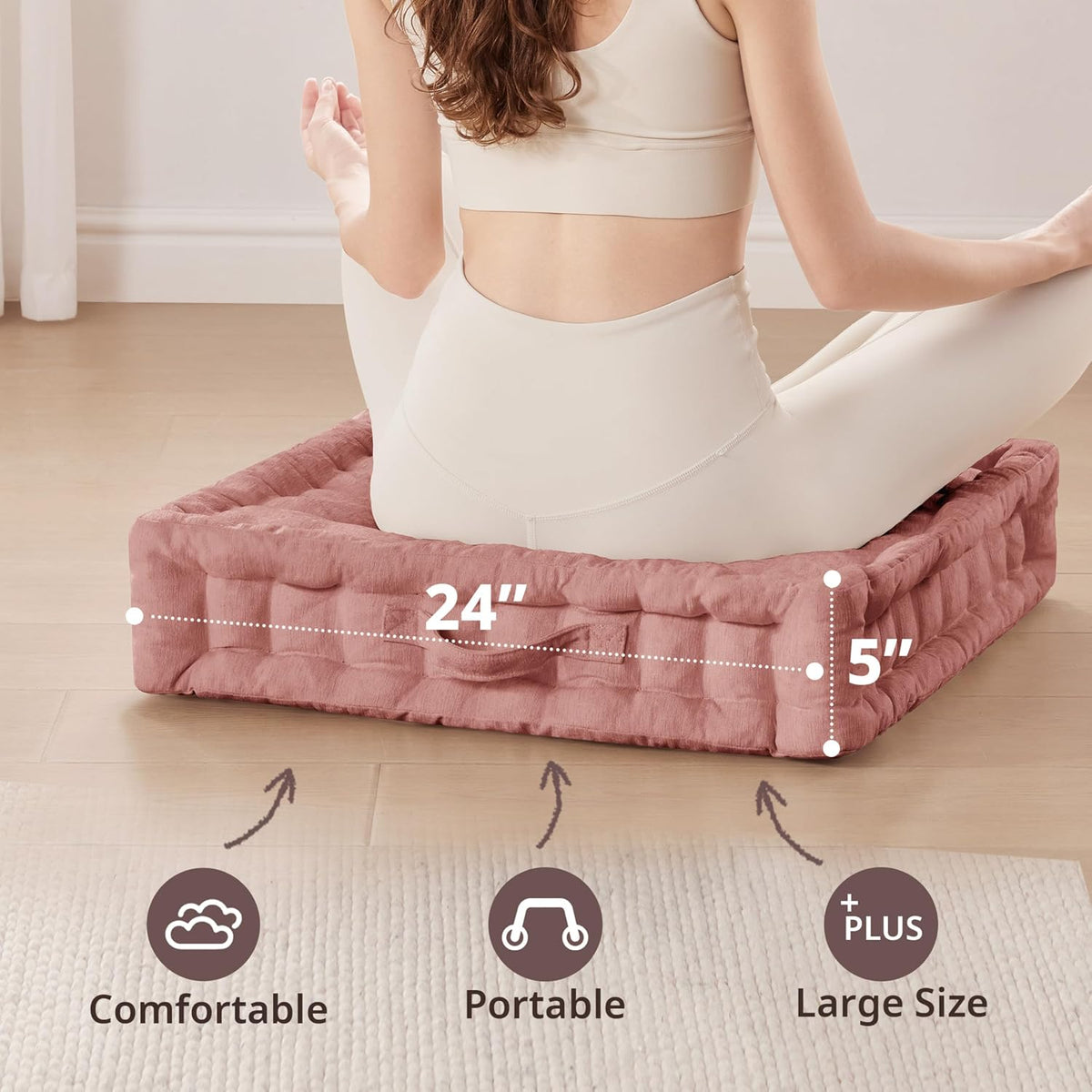 Intelligent Design Floor Pillow, Cushion for Meditation, 24x24 Yellow