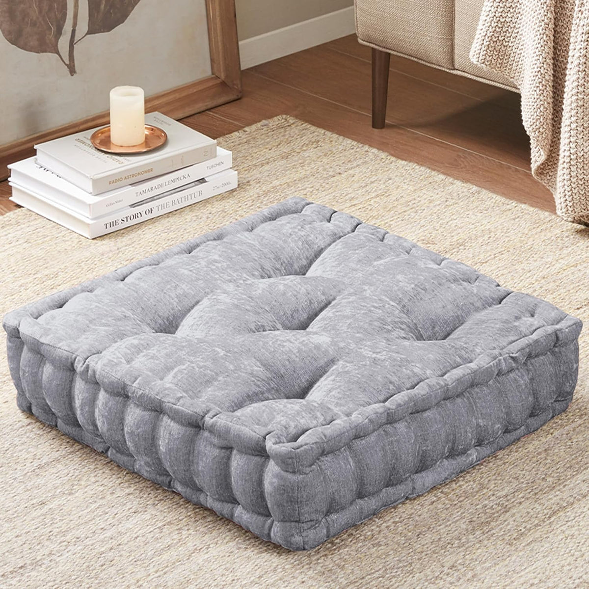 Intelligent Design Floor Pillow, Cushion for Meditation, 24x24 Yellow