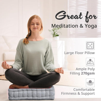 Intelligent Design Floor Pillow, Cushion for Meditation, 24x24 Yellow