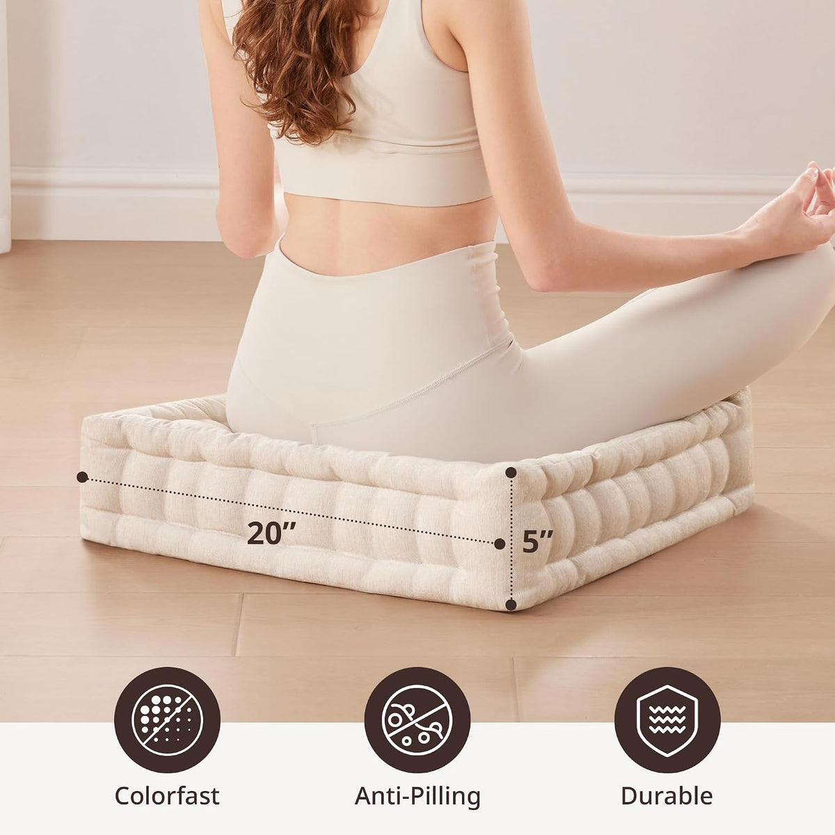 Intelligent Design Floor Pillow, Cushion for Meditation, 24x24 Yellow