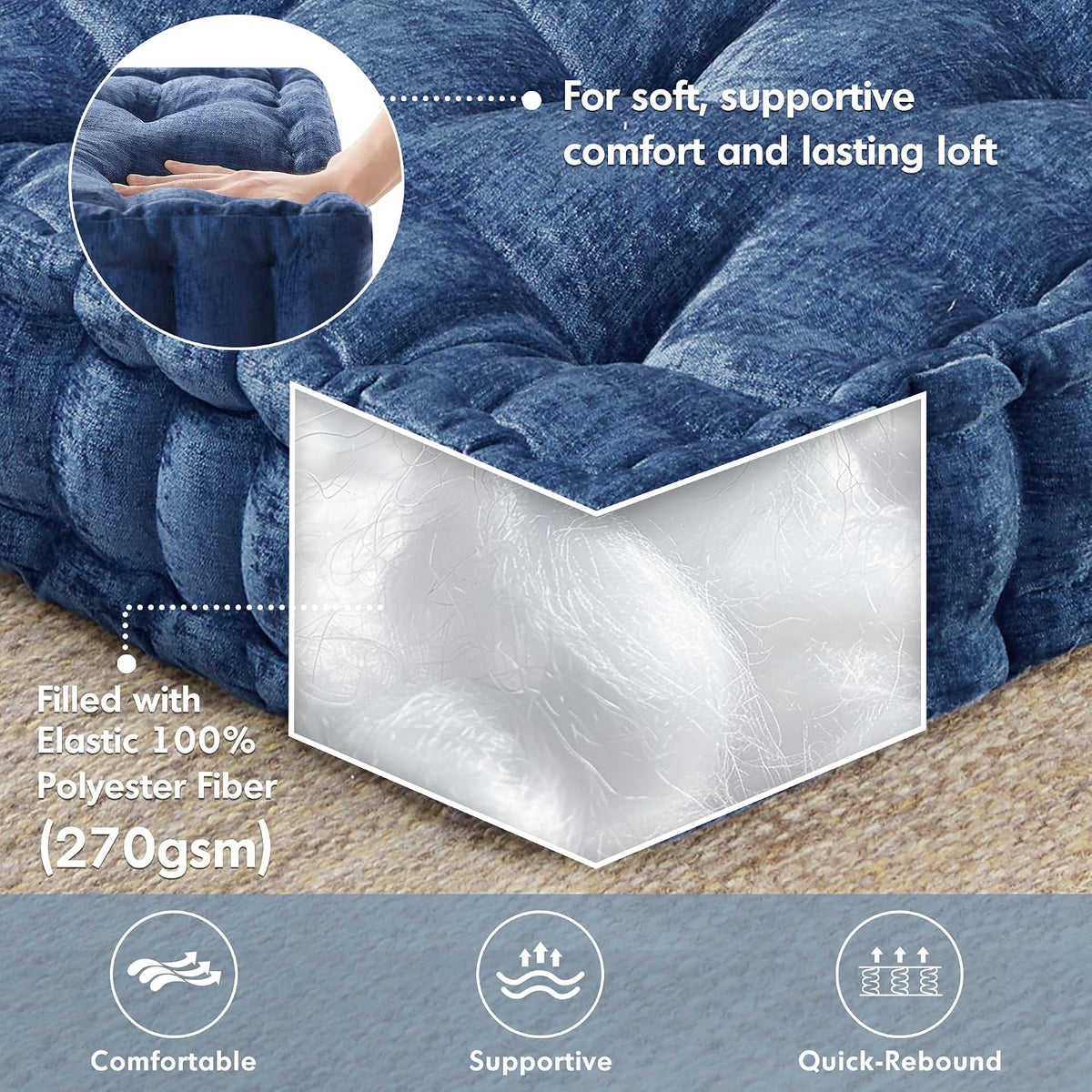 Intelligent Design Floor Pillow, Cushion for Meditation, 24x24 Yellow