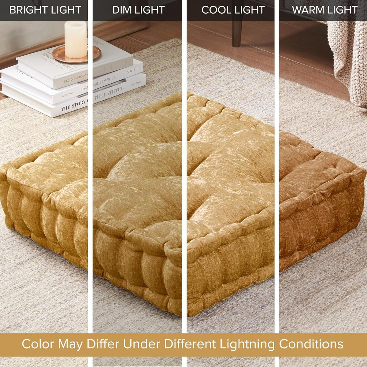 Intelligent Design Floor Pillow, Cushion for Meditation, 24x24 Yellow