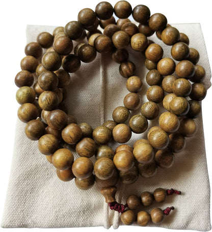 8mm Natural Fragrant Green Sandalwood 108 Mala Meditation Beads - Tibetan Buddhism Prayer Beads