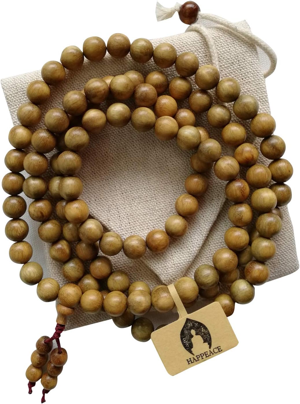 8mm Natural Fragrant Green Sandalwood 108 Mala Meditation Beads - Tibetan Buddhism Prayer Beads