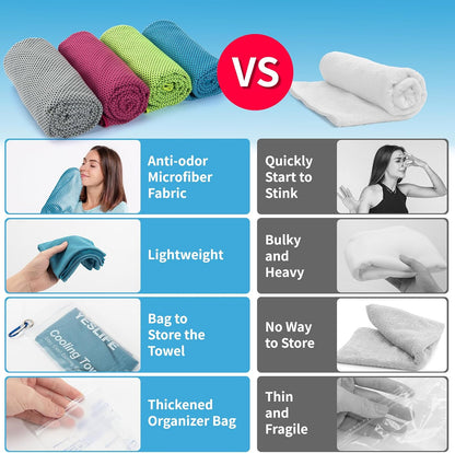 4-Pack Cooling Towels (40"x 12"), Cooling Neck Wraps, Ice Towel