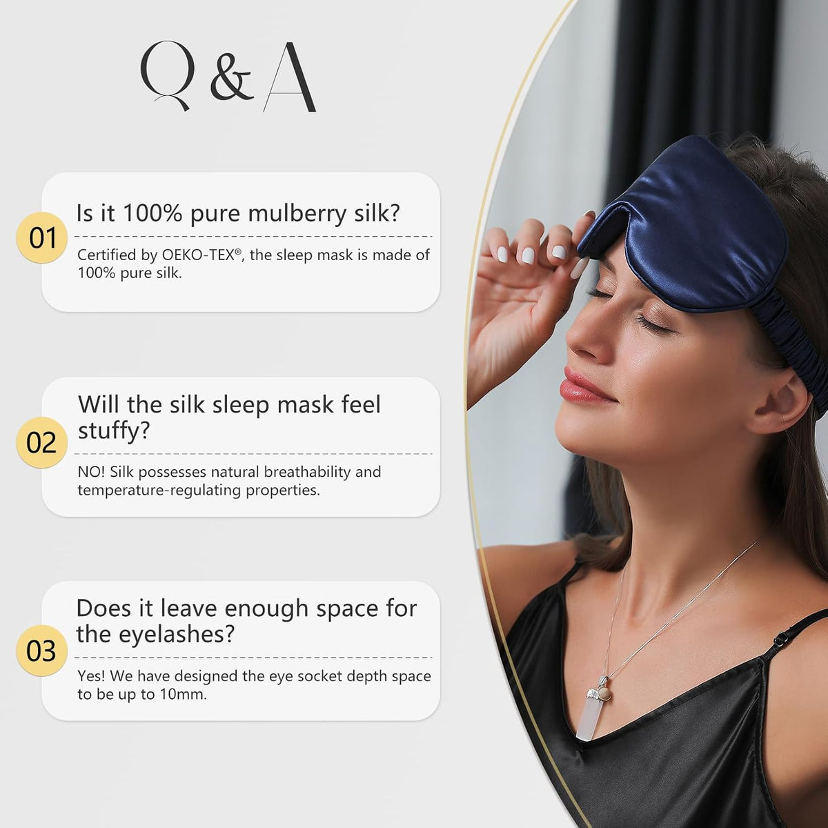 Adjustable 22 Momme 100% Pure Mulberry Silk Sleep Mask