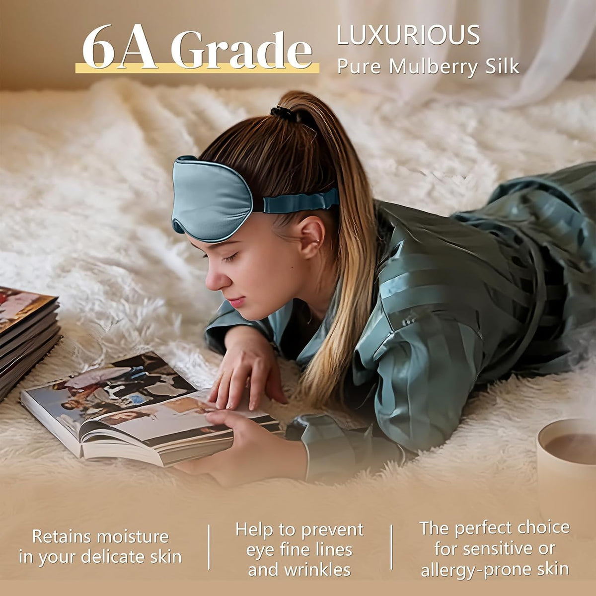 Adjustable 22 Momme 100% Pure Mulberry Silk Sleep Mask
