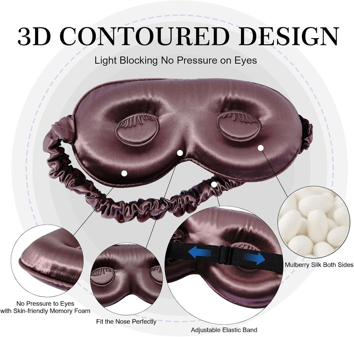 Adjustable 22 Momme 100% Pure Mulberry Silk Sleep Mask