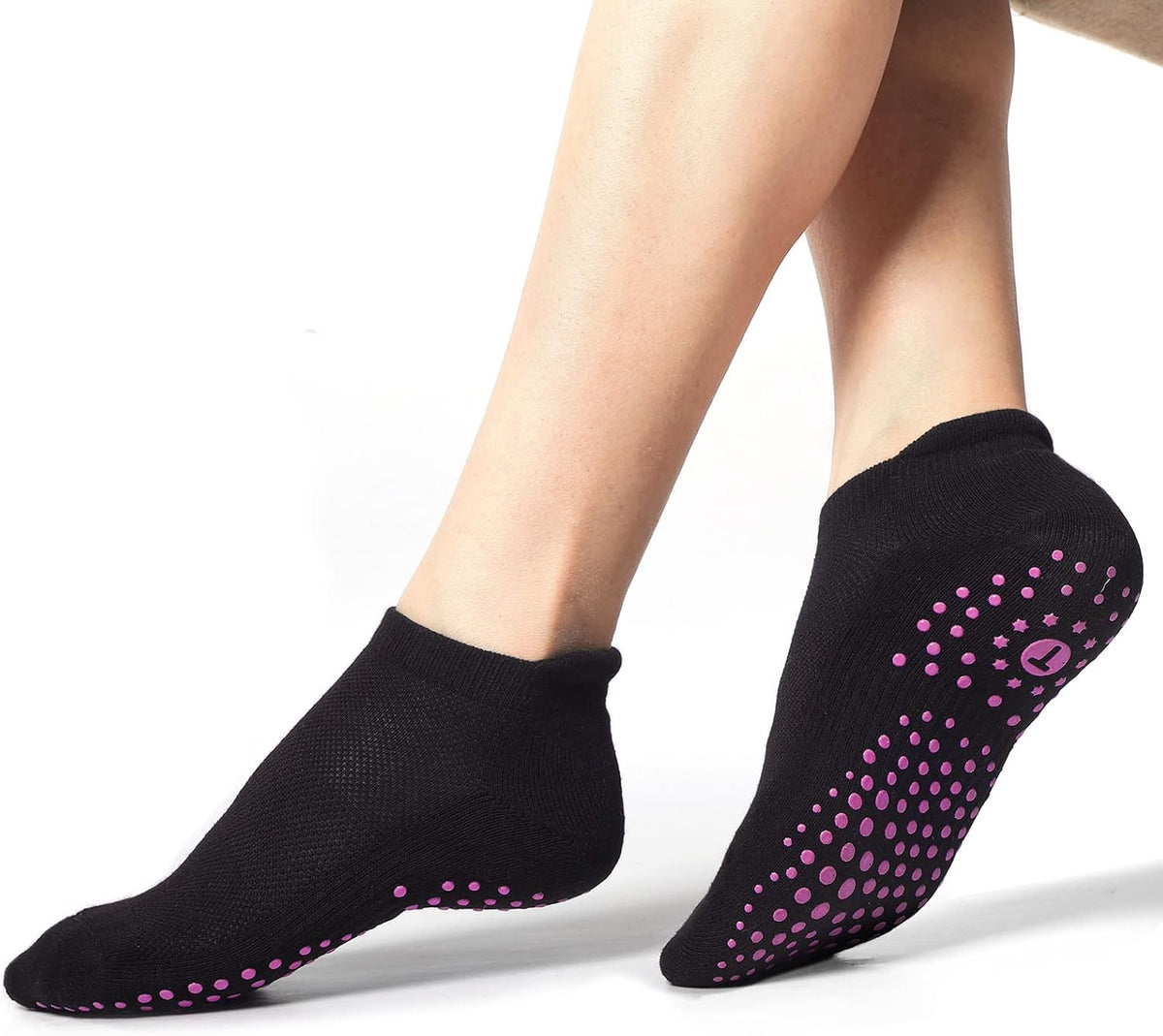 Pilates Socks for Women, Cushioned Grip Yoga Socks, Barre Socks