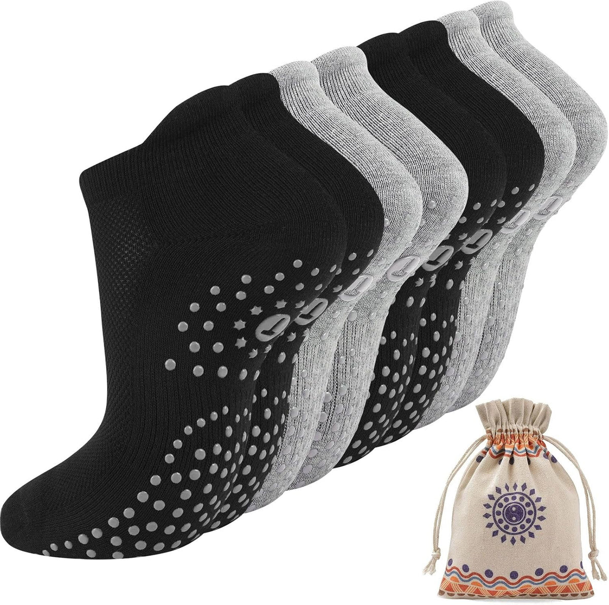 Pilates Socks for Women, Cushioned Grip Yoga Socks, Barre Socks