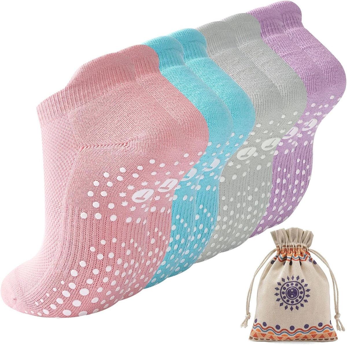 Pilates Socks for Women, Cushioned Grip Yoga Socks, Barre Socks