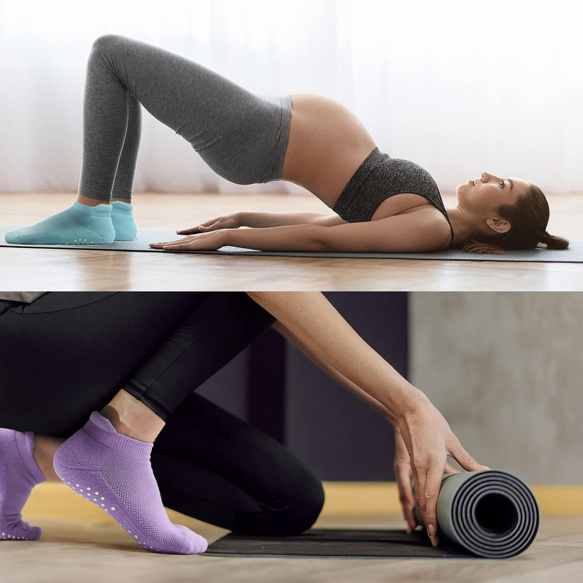 Pilates Socks for Women, Cushioned Grip Yoga Socks, Barre Socks