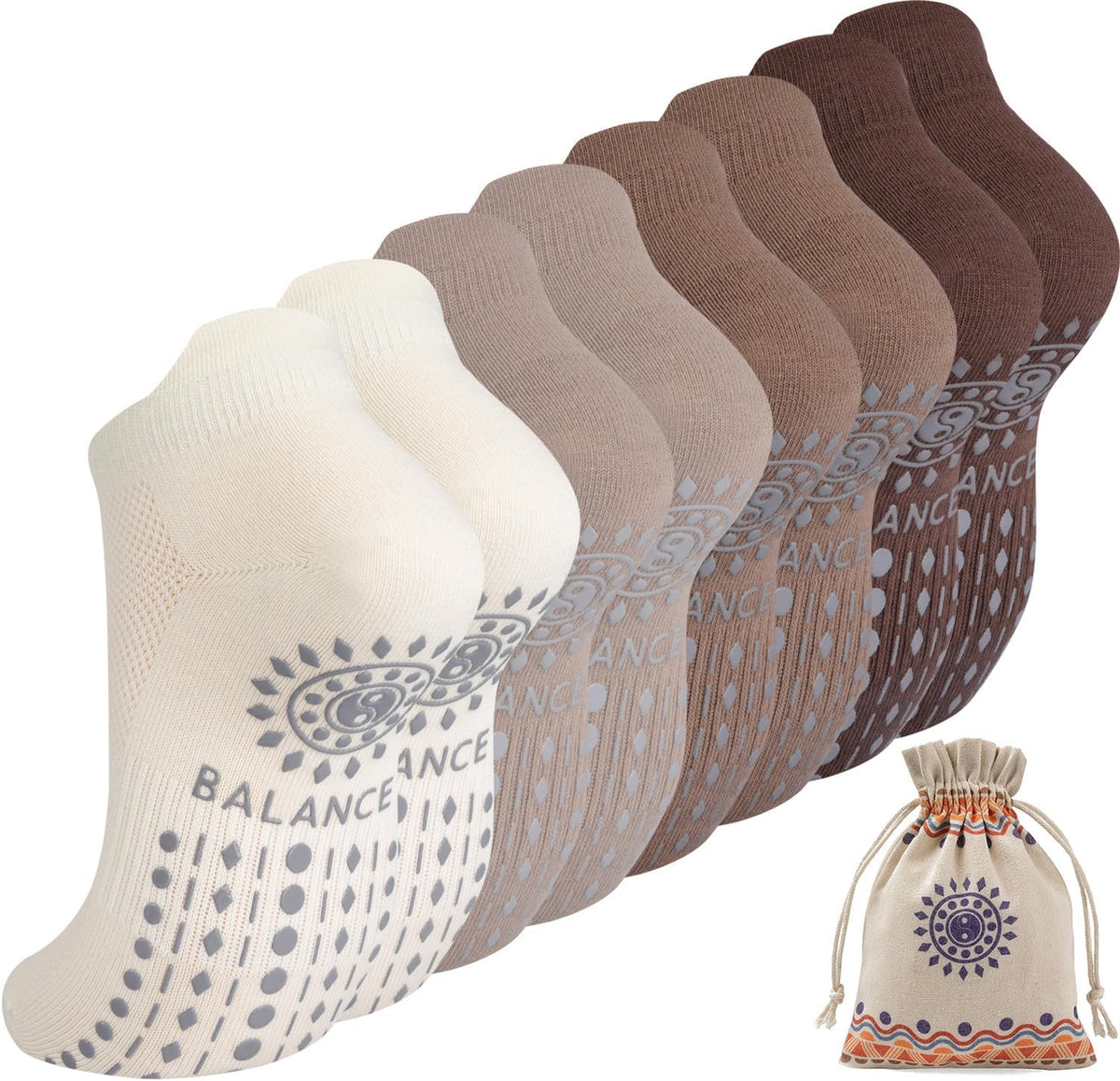 Pilates Socks for Women, Cushioned Grip Yoga Socks, Barre Socks