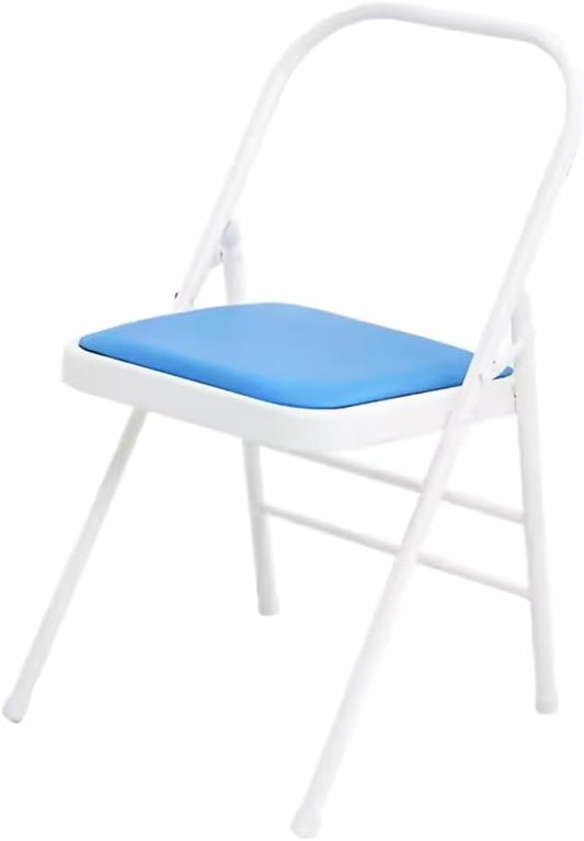 Pilates Yoga Chair, Backless Yoga Chair with Double Beam Design for Balance Handstand Training, Adult Yoga Chair, Iyengar Yoga Chair, Metal Foldable Portable Yoga Chair,Blue