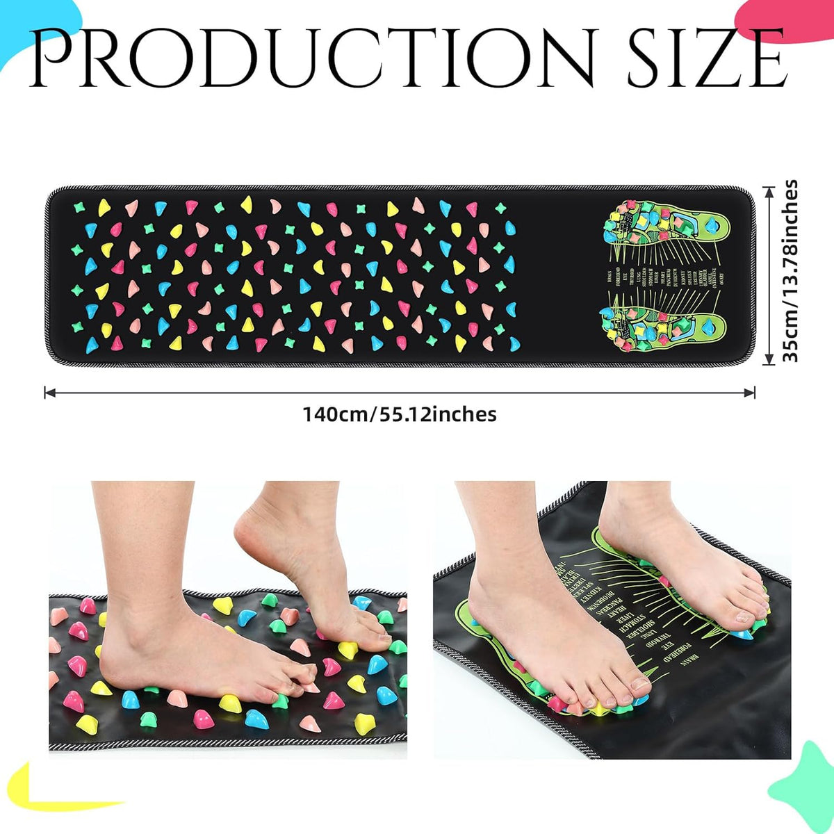 Foot Acupressure Mat Walk Stone Road,55.12 X 13.78 Inches