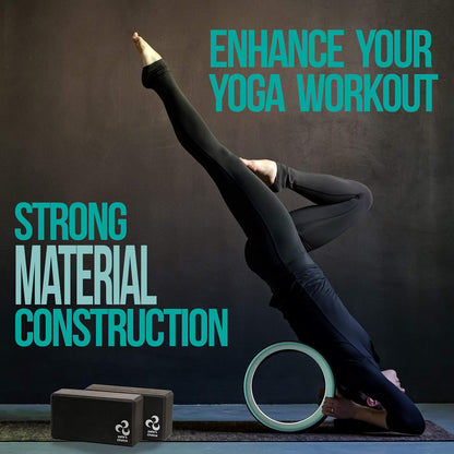 Yoga Wheel Kit for Beginners - Wheel, 2 Blocks, Strap & Guide