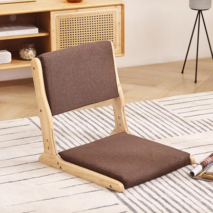 Tiita Foldable Meditation Floor Chairs with Back Support, Wood Grey